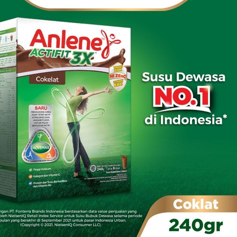 

NEW | KBM|Anlene Actifit 3X Susu Bubuk Cokelat 240g - Nutrisi Tulang, Sendi, dan Otot