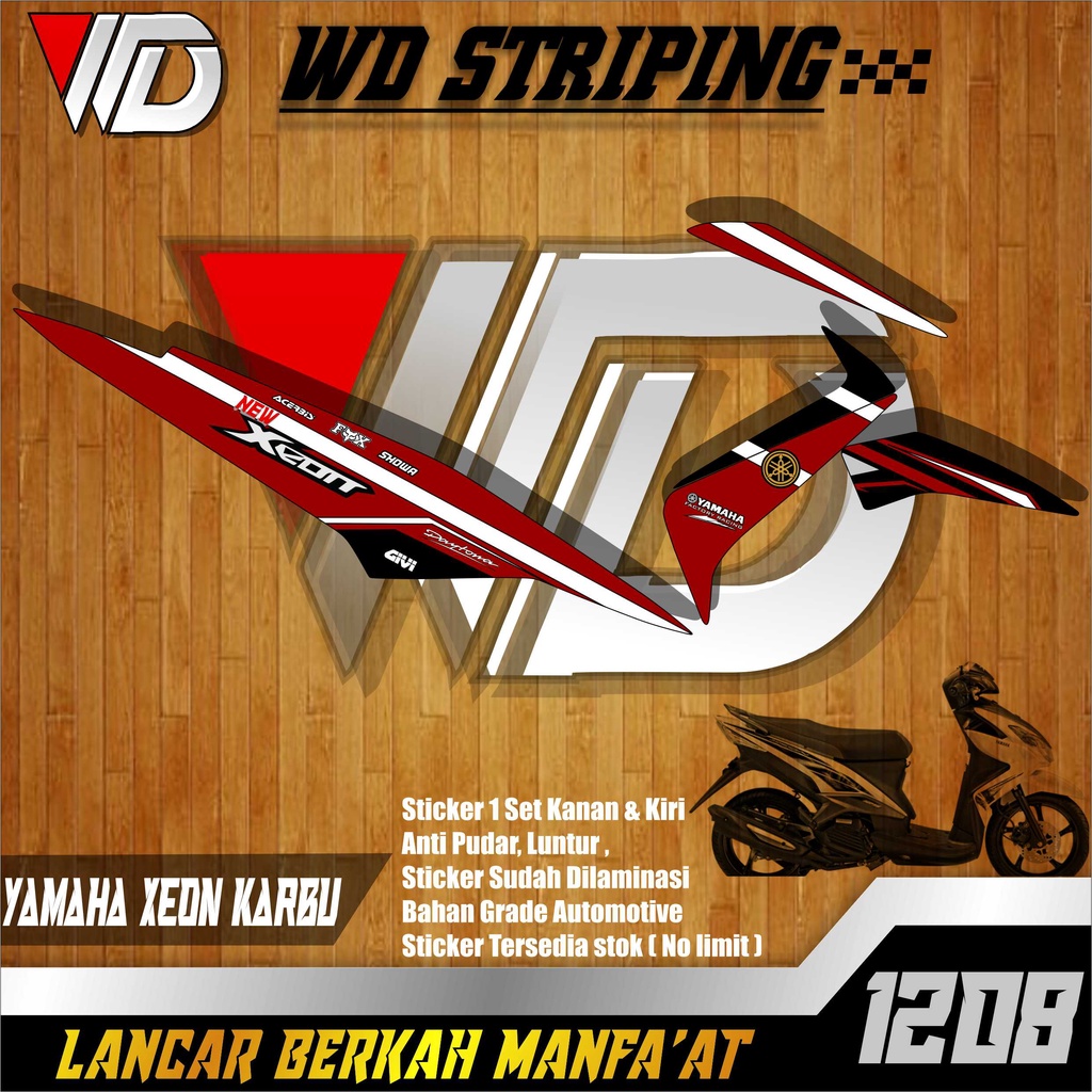 1208 STIKER STRIPING SEPEDA MOTOR YAMAHA XEON KARBU