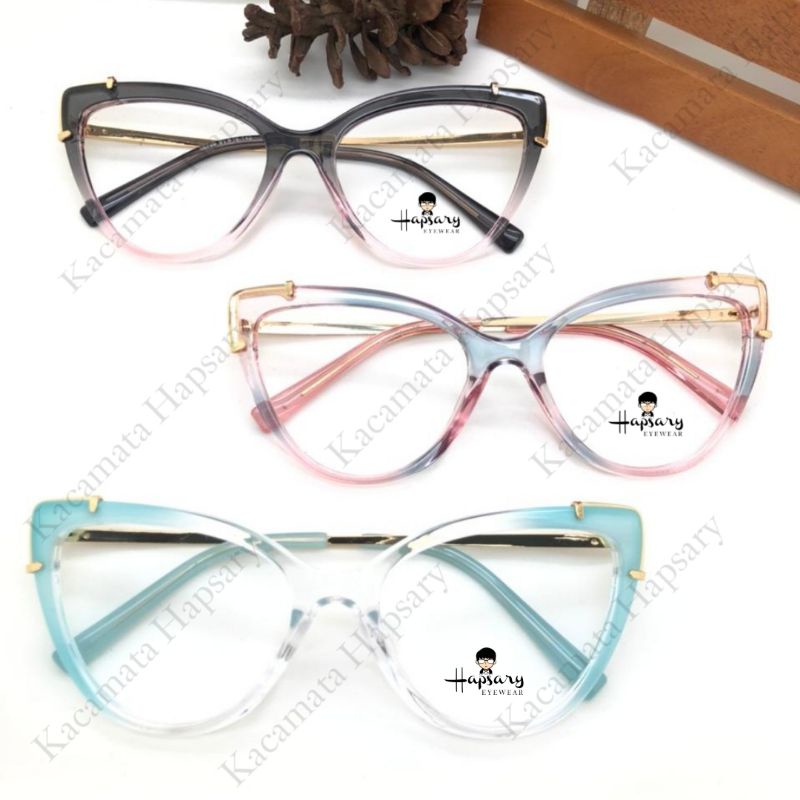 Kacamata Minus Antiradiasi Frame Wanita Cat eye 95709 | Anti UV Photocromic &amp; Bluecromic