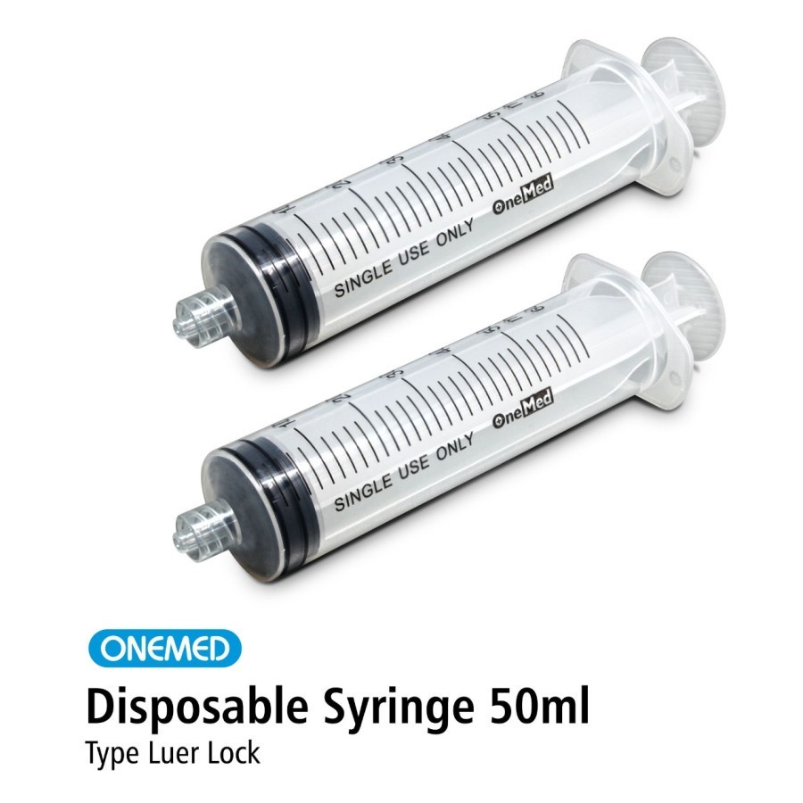 OneMed Spuit 50cc Lubang Samping Syringe 50cc Lubang Tengah Spuit 50ml Luer Lock Syringe 50ml Eccentric Tip - Disposable Syringe Without Needle 50cc Onemed