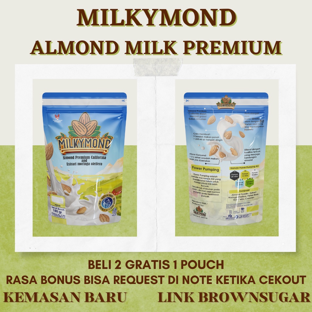 [BELI 2 GRATIS 1] Asi Booster Milkymond Almond Powder Milk Premium Almond California Variant Brown sugar &amp; Fruits