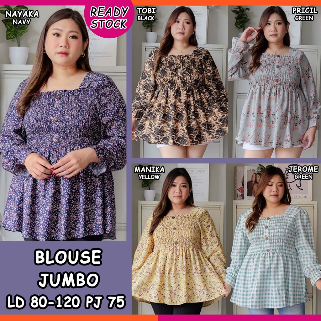 BIGCLO - (COD) LD 120cm Blouse Jumbo BC8 Atasan Wanita Bigsize