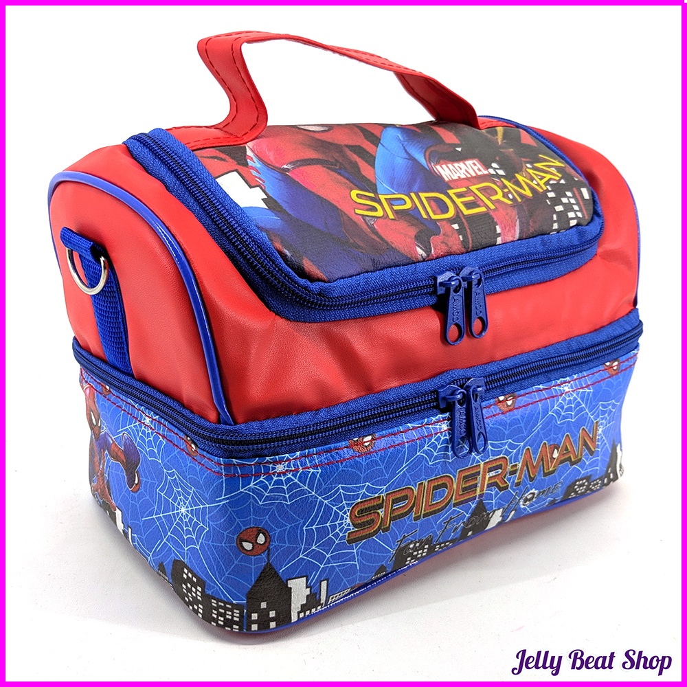 Tas Susun JUMBO Spiderman Merah Model Smiggle / Bag Lunch Box Aluminium Foil Premium