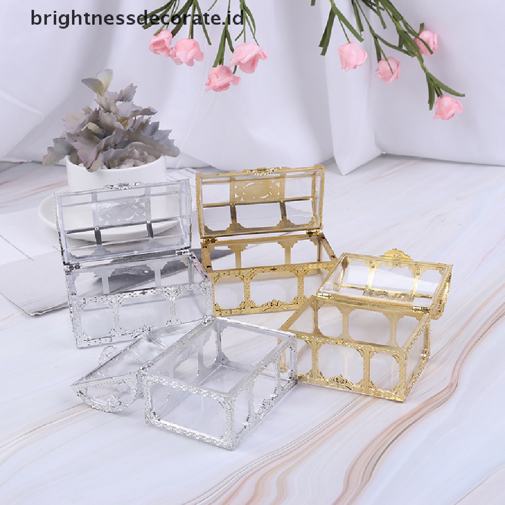 [Birth] 1pc Kotak Penyimpanan Portable Candy Hollow Gold Silver Treasure Chest Case Organizer [ID]