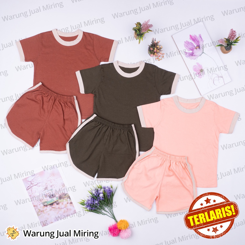 Setelan Anak TWETOS Basic Tee 0-3 Tahun Playset Spandex Set Kaos Oblong Katun Baju Celana Pendek Tidur Harian Baby Laki Perempuan Cowok Cewek Cowo Baby Bayi Lahiran Newborn New Born Pakaian Murah Unisex Polos Umur Usia Bulan 1 2 3 5 6 7 8 9 10 11 12 18 24