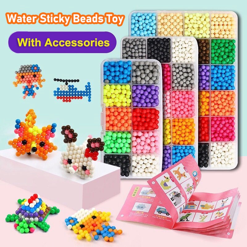 Mainan kreatifitas anak, Mainan DIY beads anak, DIY kerajinan tangan aquabead gantungan kunci