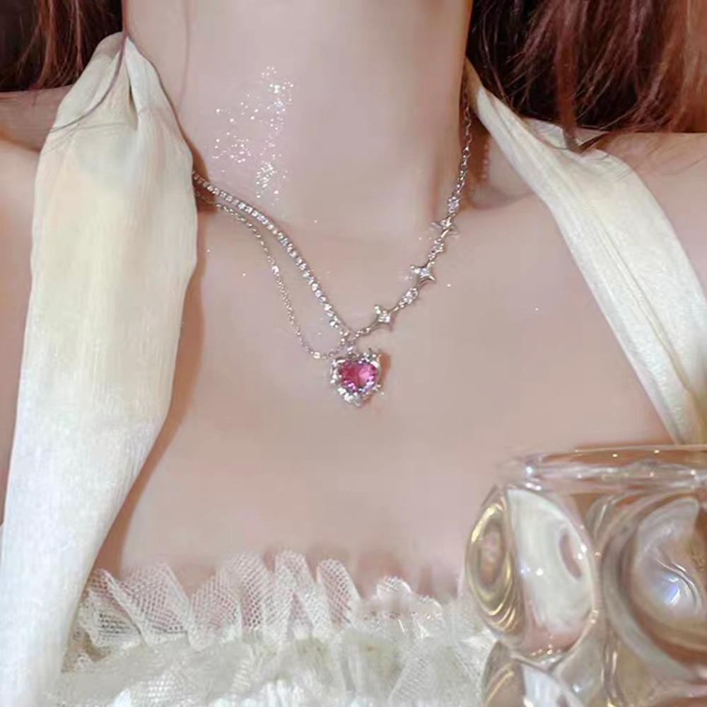 Mxbeauty Wanita Kalung Hadiah Ulang Tahun Bintang Menawan Perhiasan Pernikahan Manis Choker Kristal Klavikula Rantai