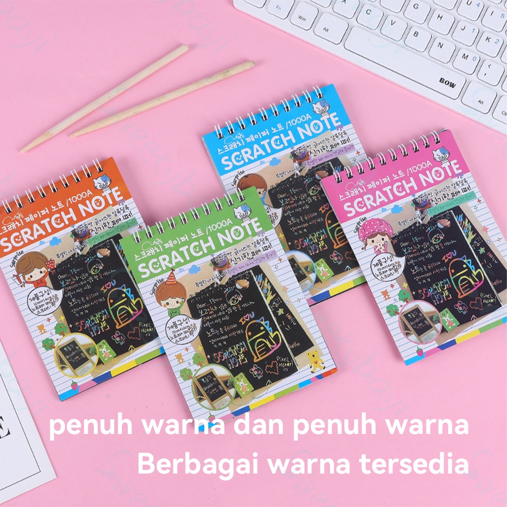 SweetyBayi Scratch note kecil Buku magic warna colourful Scratch note kecil Mainan edukasi Black cardboard