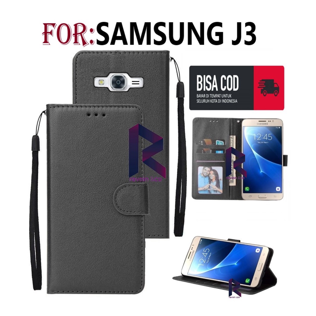 CASE SAMSUNG J3 FLIP WALLET LEATHER KULIT PREMIUM SARUNG BUKA TUTUP KESING HP FLIP CASE SAMSUNG J3