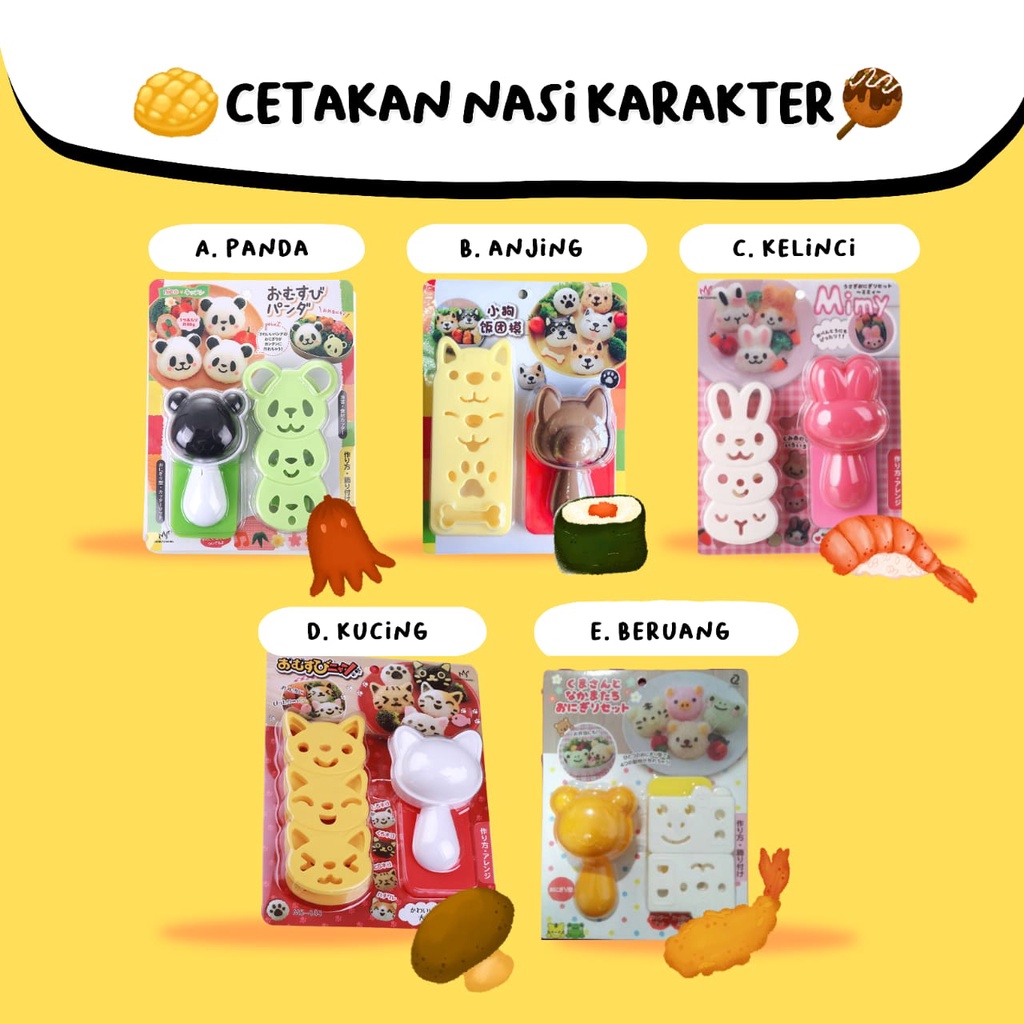 CETAKAN NASI KARAKTER LUCU