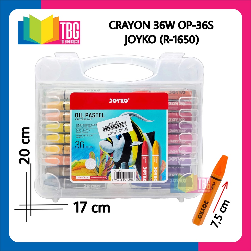 

1 SET CRAYON 36W OP-36S JOYKO KRAYON OIL PASTEL ALAT MEWARNAI ISI 36 WARNA (R-1650)