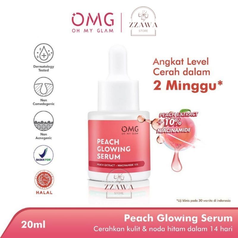 OMG Oh My Glam Peach Glowing Serum 20 mL | Serum Pencerah Wajah BPOM