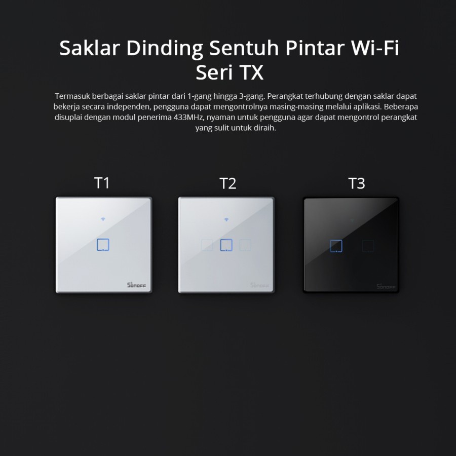 Sonoff Smart Wall Switch T3EU2C saklar wireless smart home IOT