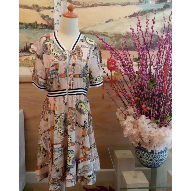 Preloved Dress Wanita Three Tone DKNY Dress Kode B36