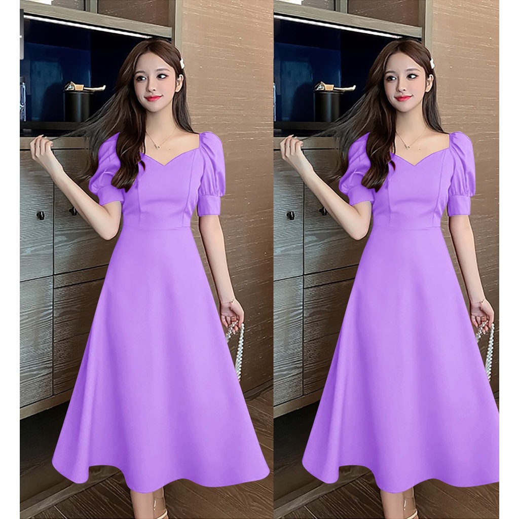 New midi Dress Syahira/ Dress wanita  Best Seller /  Fashion Scuba/ Bisa COD