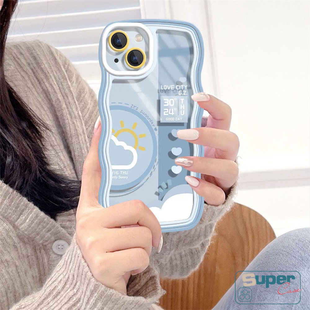 IPHONE Kompatibel Untuk Iphone14 11 13 12 Pro Max 6 6s 8 7 Plus 14Plus XR X XS Max SE 2020pasangan Lembut TPU Bergelombang Pinggiran Siang Malam Ramalan Cuaca Phone Cover