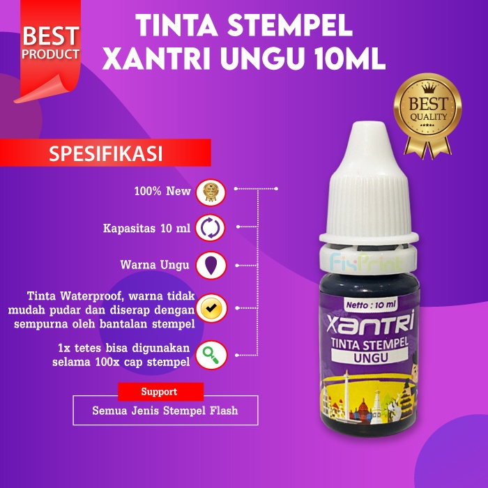 Tinta Stempel Stamp Flash Warna Anti Luntur 10 ml Refill Ink Stamp Stampel HItam Biru Merah Pink Hijau Orange Ungu 10ml