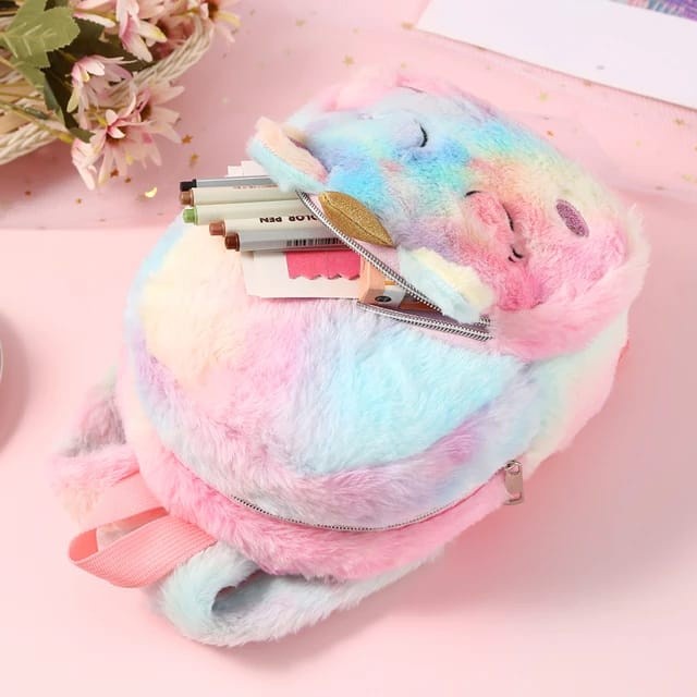 Tas Ransel Unicorn Sekolah Bulu Plush Backpack Anak Lucu Cewek Pergi