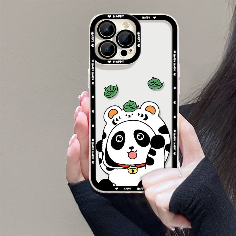 IPHONE Soft Case Panda Lucu Kompatibel Untuk Iphone13 14 11 12 Pro Max XS XR X8 7 6S Plus Casing Hp Mini Transparan TPU Silikon Shockproof Clear Cover