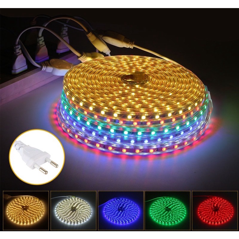 PAKET 15M LAMPU LED STRIP SELANG 5050 SMD PAKET 15M+ FREE SOKET 1PCS( SUDAH DI BANTU SAMBUNGKAN)-220V