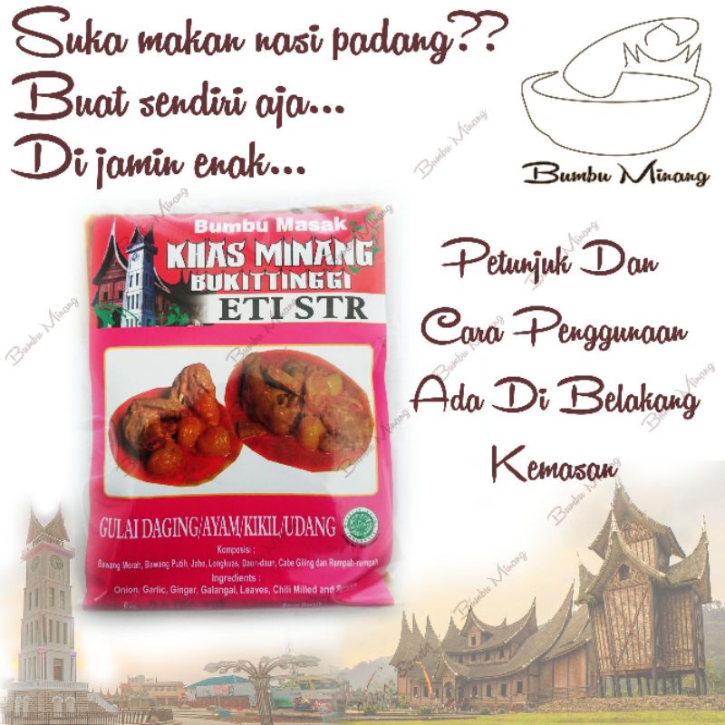 

bumbu minang gulai ayam, gulai kikil, gulai udang, Eti STR khas rumah makan padang bukittinggi