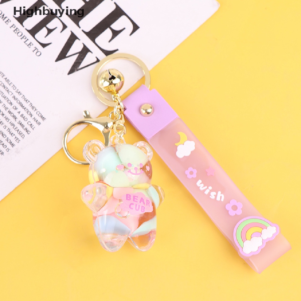 Hbid Kreatif Cairan Minyak Chubby Bear Pasir Hisap Gantungan Kunci Keyring Gadis Tas Liontin Glory