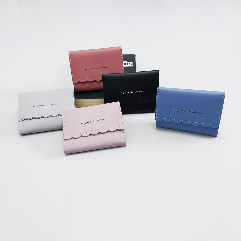 Satu7an D58 Dompet Lipat Mini Wanita Fashion Korea Style Kasual Dompet Cewek Motif Polos Kulit PU Women Wallet