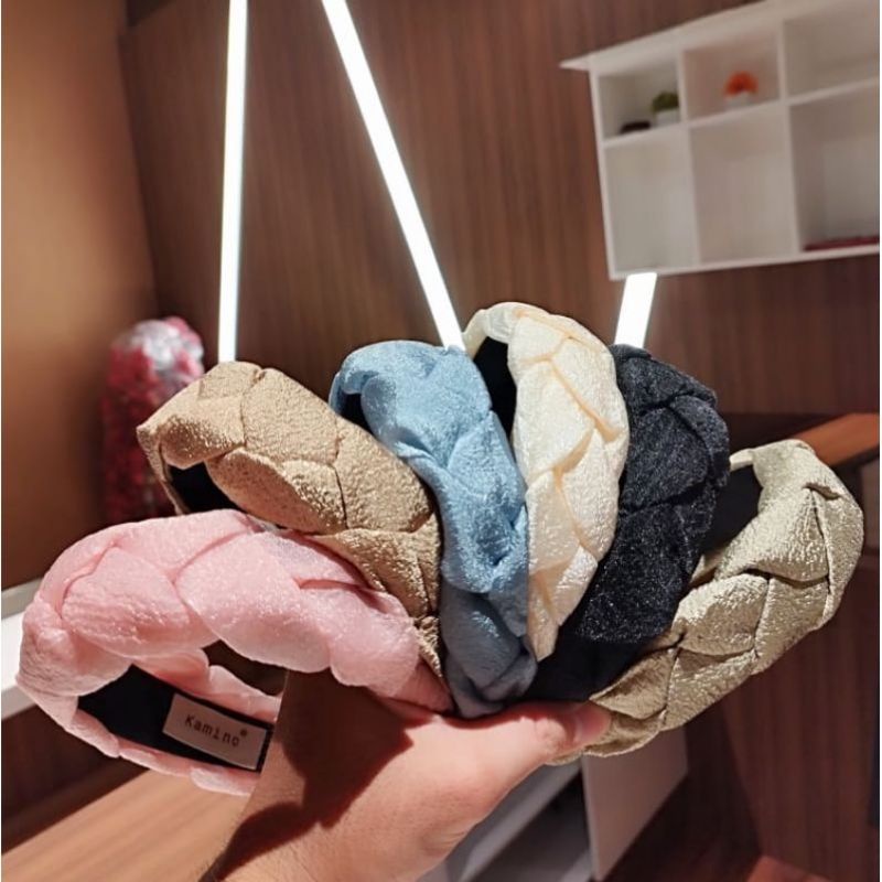Bando Korea Lilit AnyamTebal Polos Warna/ Bando Korea Tebal Besar/ Bando Kepang