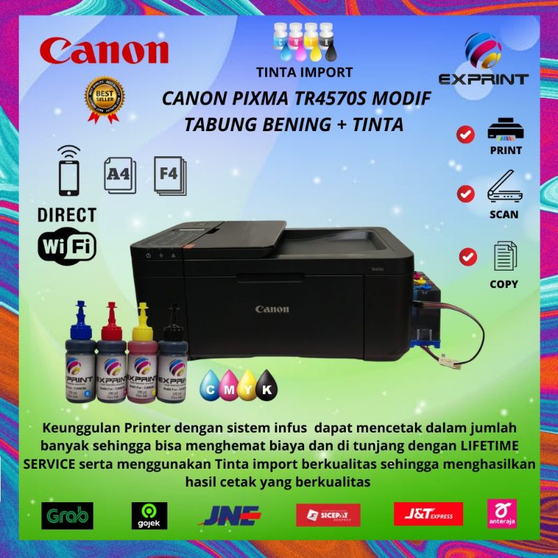 Printer Canon Pixma TR4570s +infus (print scan copy fax ADF wifi)