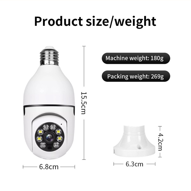 【COD】E27 Surveillance Kamera CCTV Bulb Lampu Socket IP Kamera WiFi Security Protection HD 1080P Spotlight Automatic Human Tracking