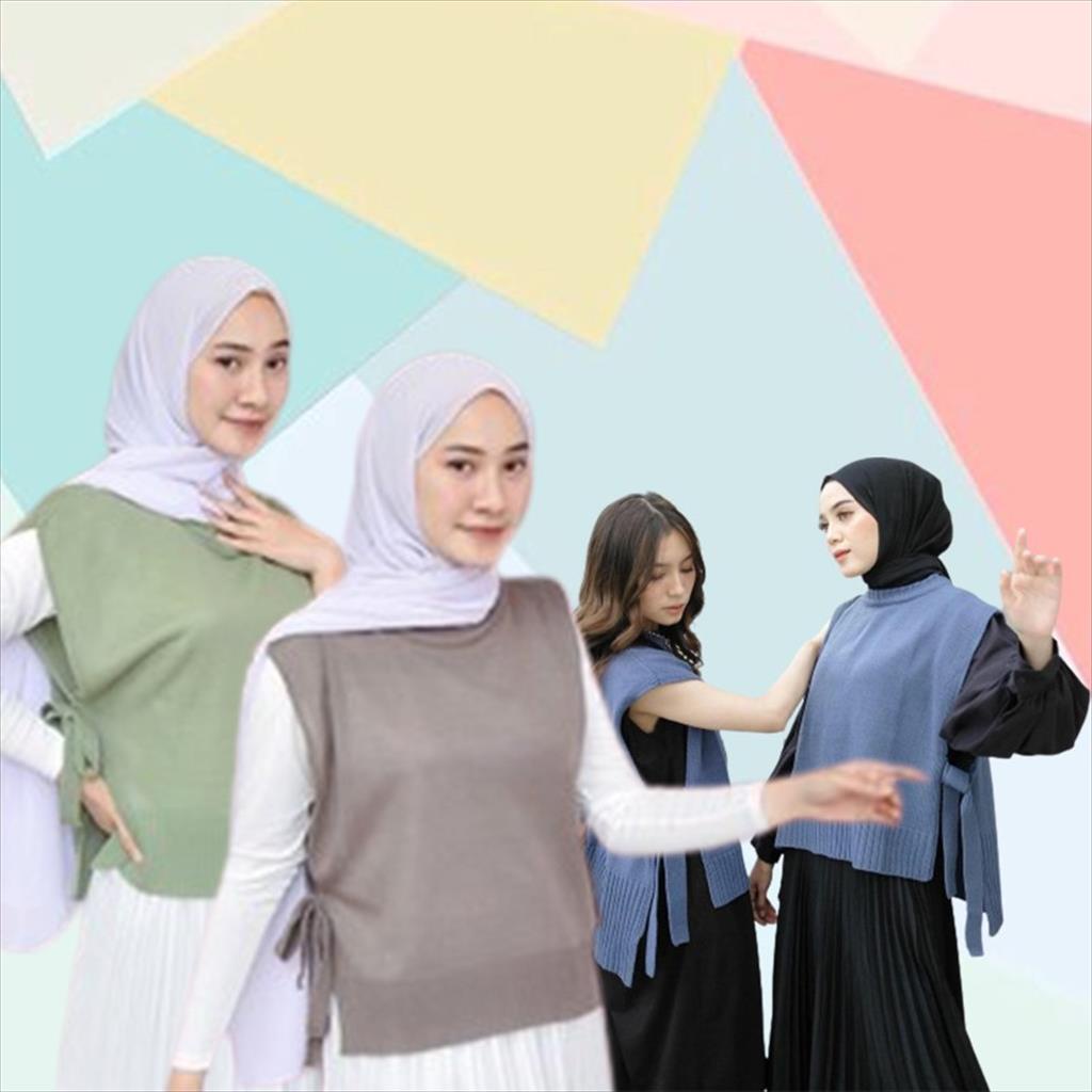 YA 850 - Vest Wanita Rompi Rajut tali korea style Outer Knitedwear Rompi gamis Andin Ikatan Cinta