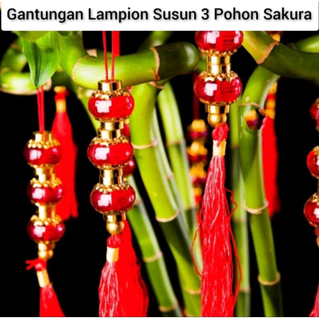 Gantungan Lampion Susun 3 Pohon Sakura Imlek Meihua