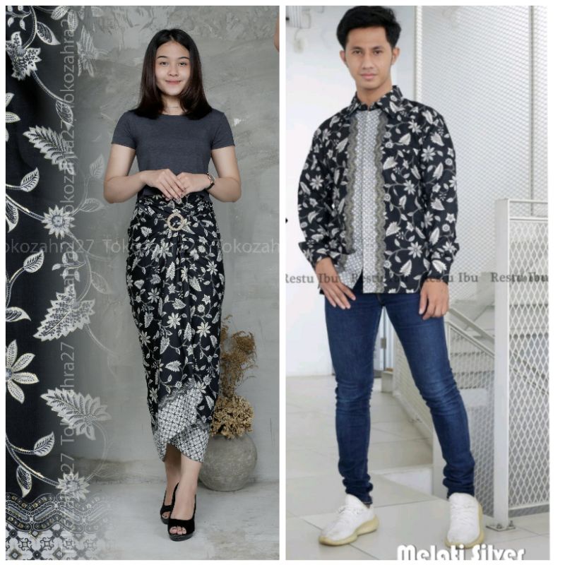 Couple Kemeja Batik Rok Lilit batik Lengan Panjang MOTIF LILI