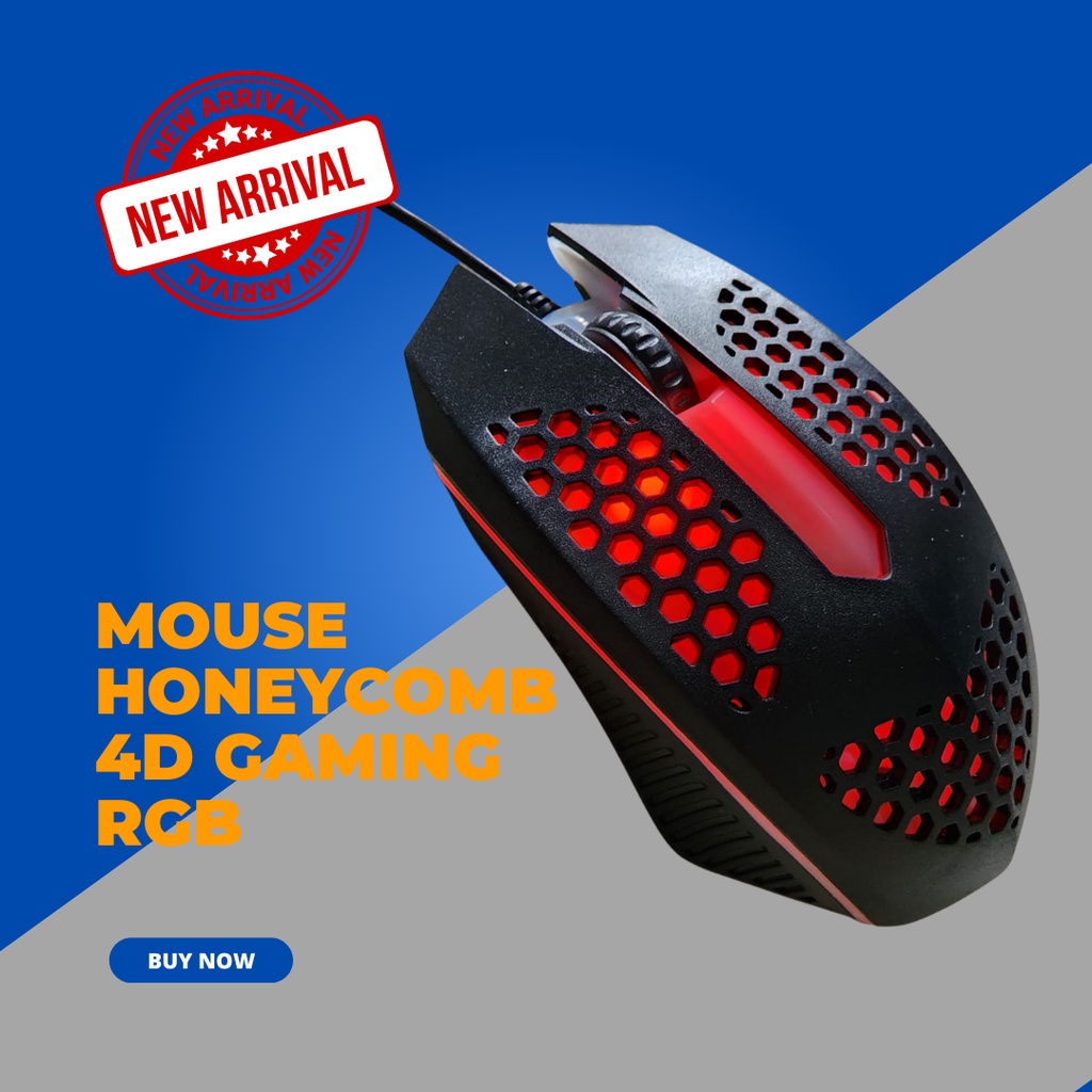 MOUSE Gaming USB HONEYCOMB KABEL LED / MOUSE GAMING KABEL USB LED RGB RAINBOW