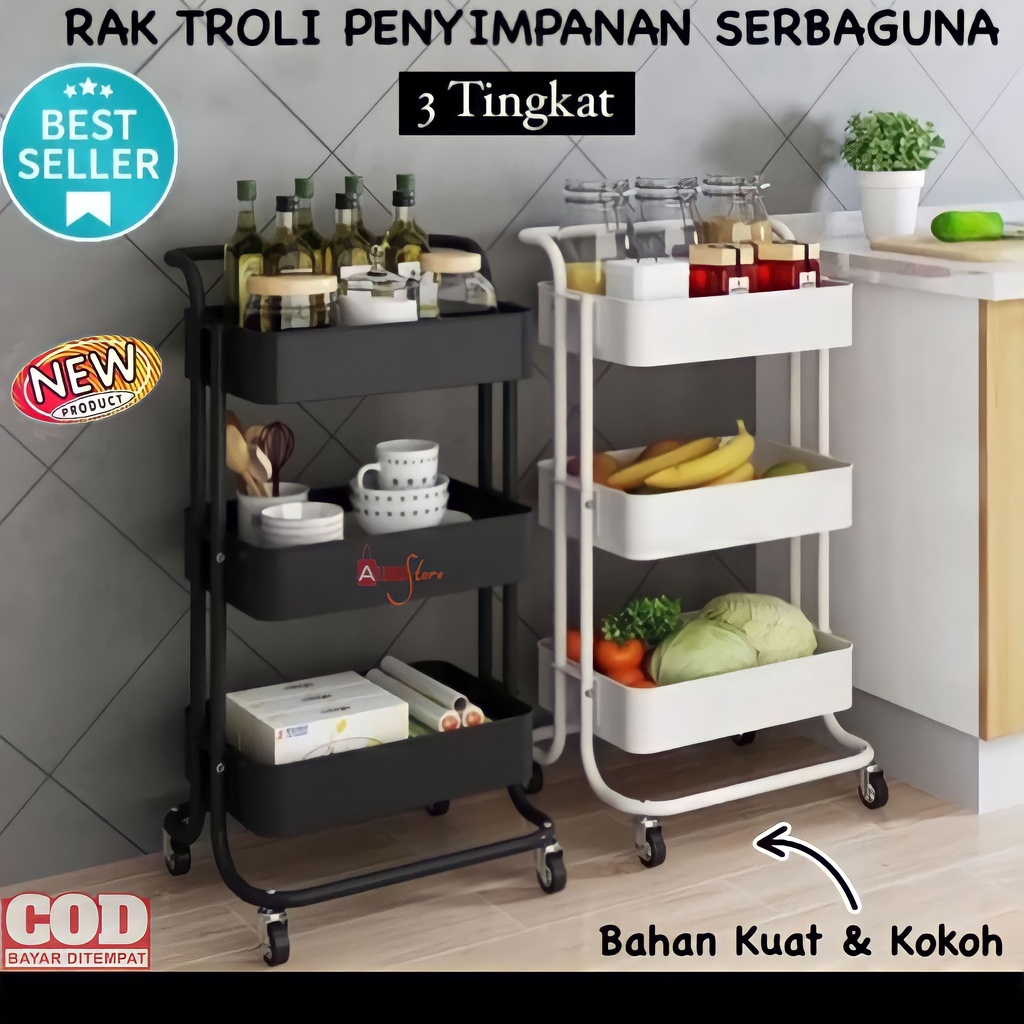 ( BISA COD ) PROMO RAK SUSUN TROLI 3 SUSUN / RAK PENYIMPANAN / RAK DAPUR SERBAGUNA / RAK SUSUN PLASTIK / RAK PORTABLE RODA / TROLI PENYIMPANAN SERBAGUNA / RAK SUDUT KAMAR MANDI / RAK RODA PENYIMPANAN MAKANAN / RAK KAMAR MANDI