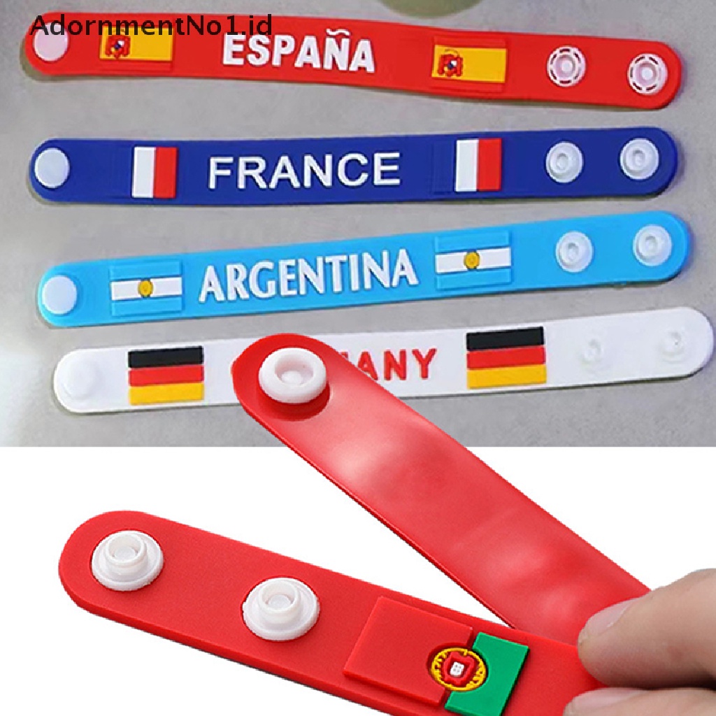 [AdornmentNo1] Souvenir Sepak Bola Piala Dunia Bendera Gelang Olahraga Elastis Silicone Wristband Bracelet [ID]