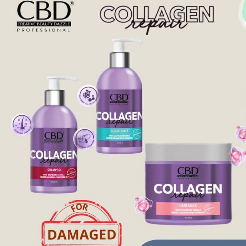 CBD Collagen Repair Shampoo / Conditioner - Treatment Rambut Rusak