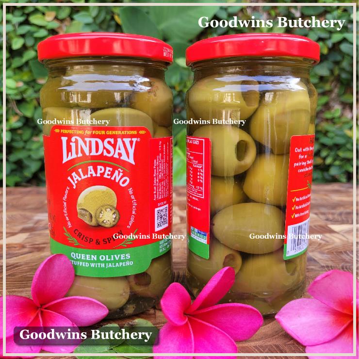 

Zaitun GREEN QUEEN OLIVE stuffed with JALAPENO crisp & spicy LINDSAY Spain dr. wt. 7oz 198g (JUMBO SIZE)