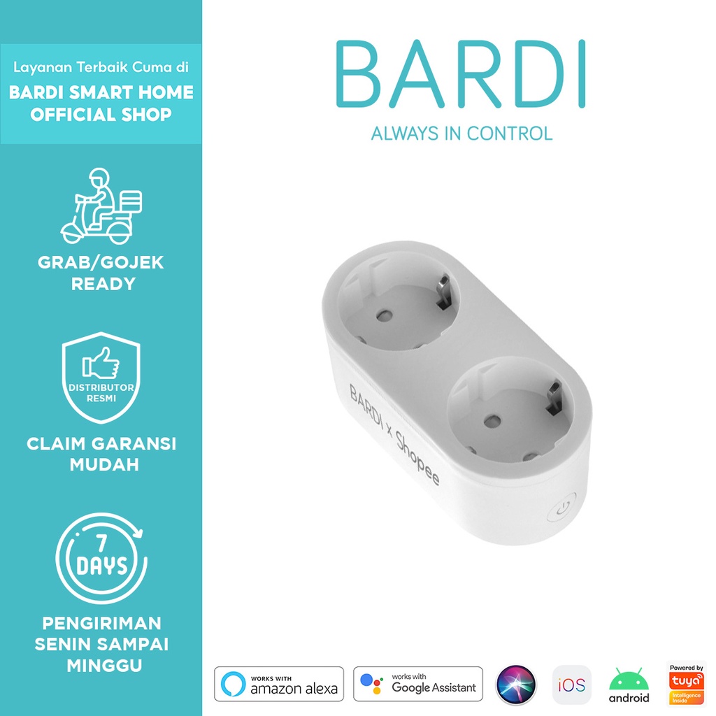 BARDI Dual Smart Plug Stop Kontak Pintar 2 Lubang Socket - Garansi Resmi 1 Tahun