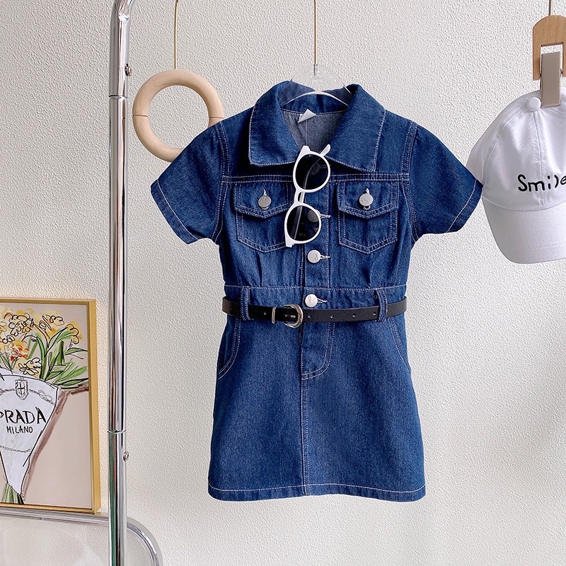 jumpsuit rok kemeja jeans denim anak perempuan / Dress Kemeja jeans panjang anak perempuan / JESSY Jeans Dress