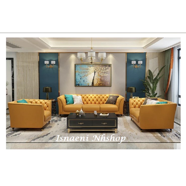 Luxury Set Sofa Chesterfield Wings Chair/Sofa Ruang Tamu Mewah Gaya Eropa