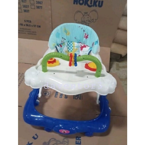 NEW BABY WALKER HOKIKU 827 ALAT BELAJAR JALAN ANAK TANPA MUSIK ADA MAINAN BUNYI KREK KREKAN | PROMO