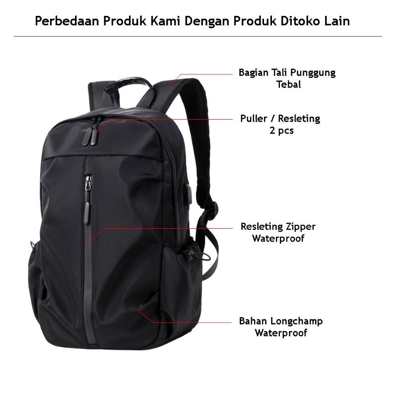 Tas Ransel Laptop Tas Kerja Sekolah Pria Anti Air Bahan Waterproof Premium