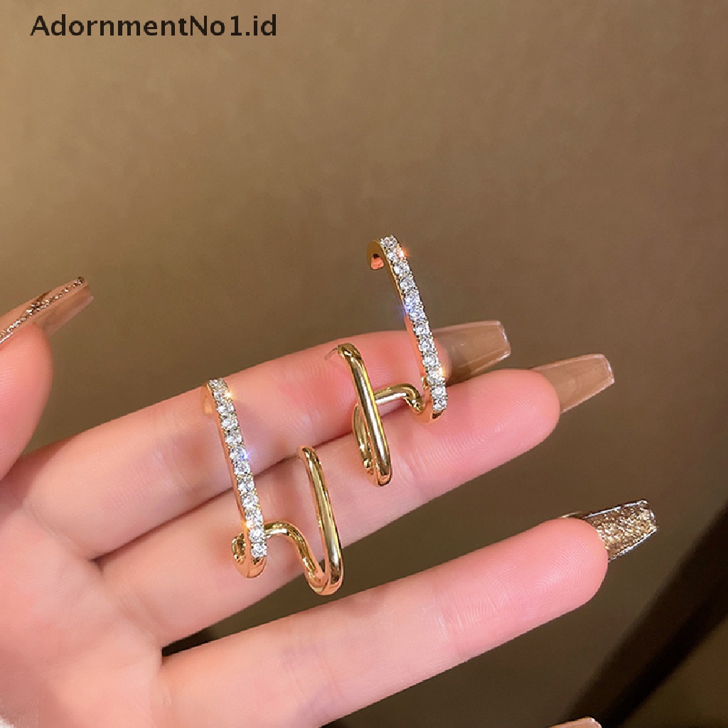 [AdornmentNo1] 1pasang Cakar Anting Pejantan Trendi Minimalis Mungil Micro Hias Zirkon Mungil Telinga Bungkus Cuff Studs Earrings Desain Modern Aksesoris Perhiasan Fashion [ID]