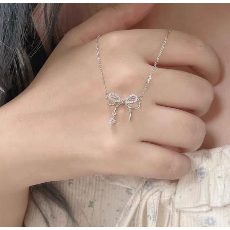 KALUNG FASHION SILVER MOTIF PITA RIBBON NECKLACE SILVER KOREAN FASHION AKSESORIS MURAH KALUNG ANTI KARAT CANTIK