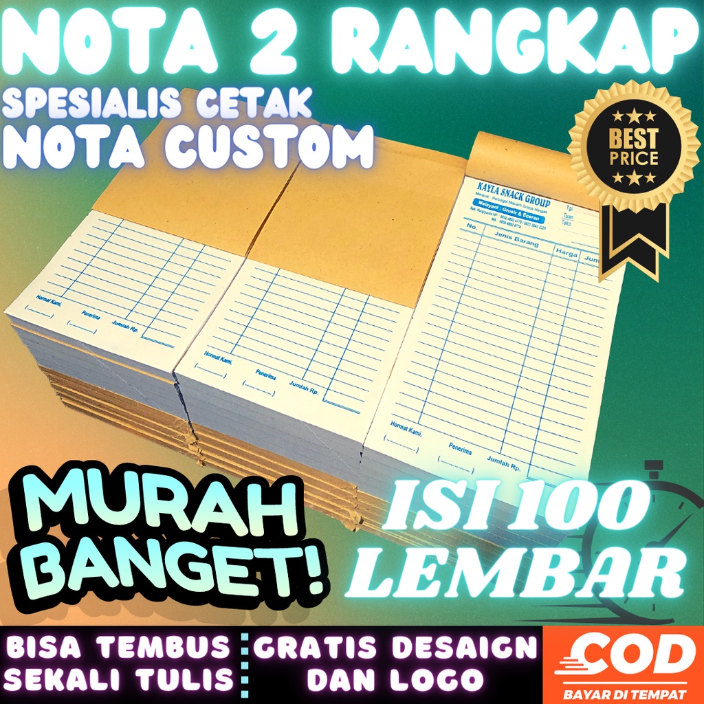 Jual Cetak Nota Custom 2 Ply Termurah Gratis Desaign Nota Custom Olshop Nota Custom 1 3160