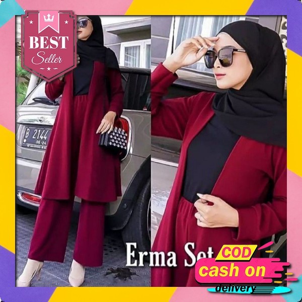 One Set Crinkle Airflow / Setelan Crinkle Sablon Terbaru Setelan Wanita Kekinian Jumbo One Set Wanit