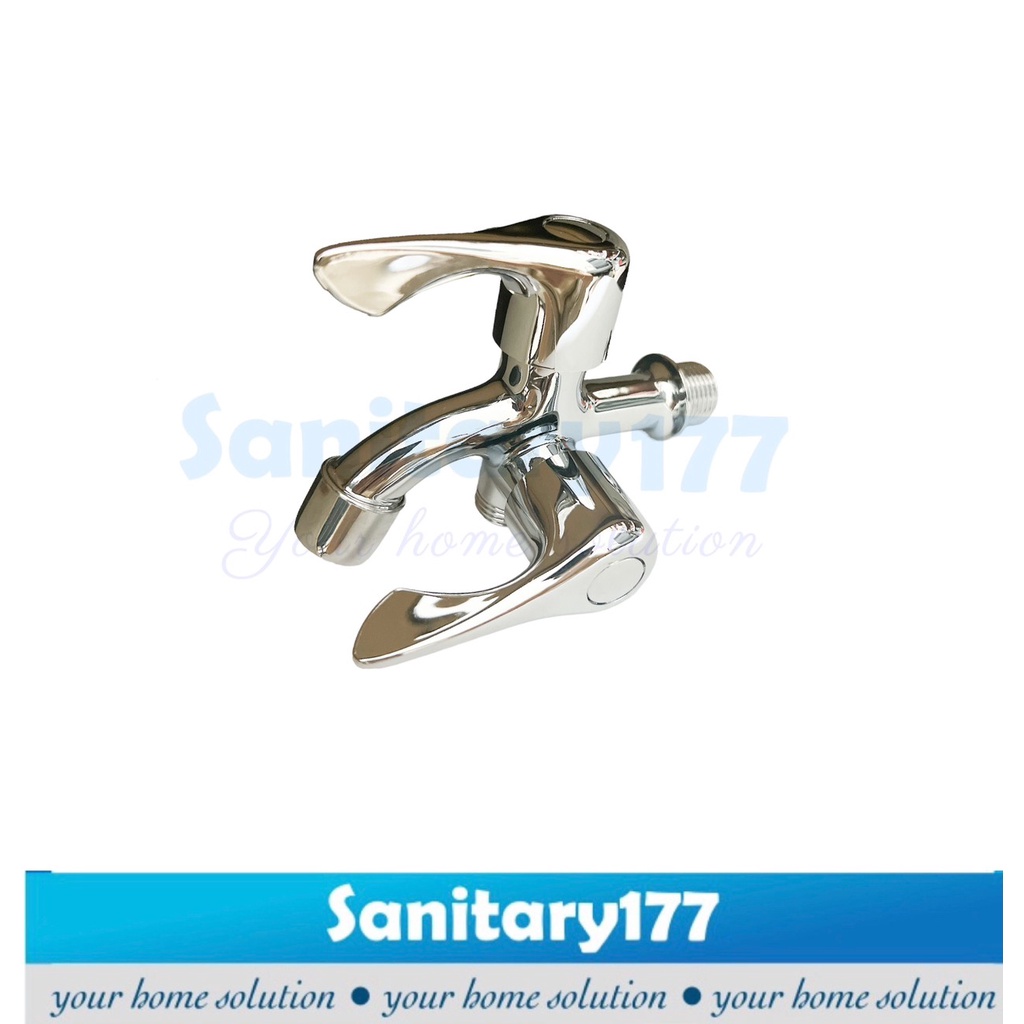 Keran air Cabang Engkol Minimalis murah DB- Kran Air kloset clsoet Double Engkol Kran Shower dua faucet two way /K30