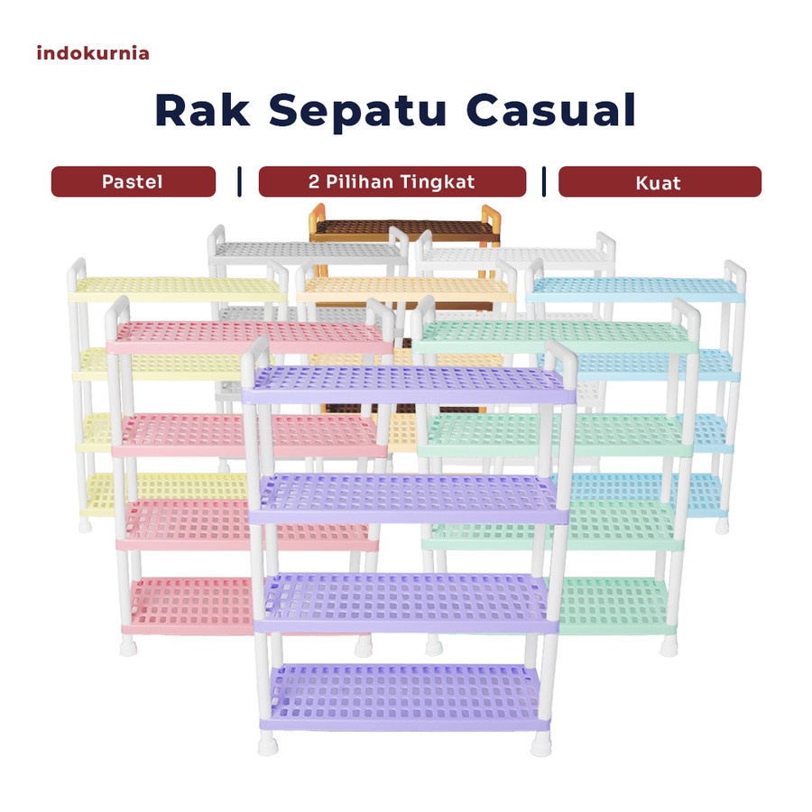 IK - RAK SEPATU CASUAL SUSUN 4 DAN 3 WARNA PASTEL MACARON SERBAGUNA