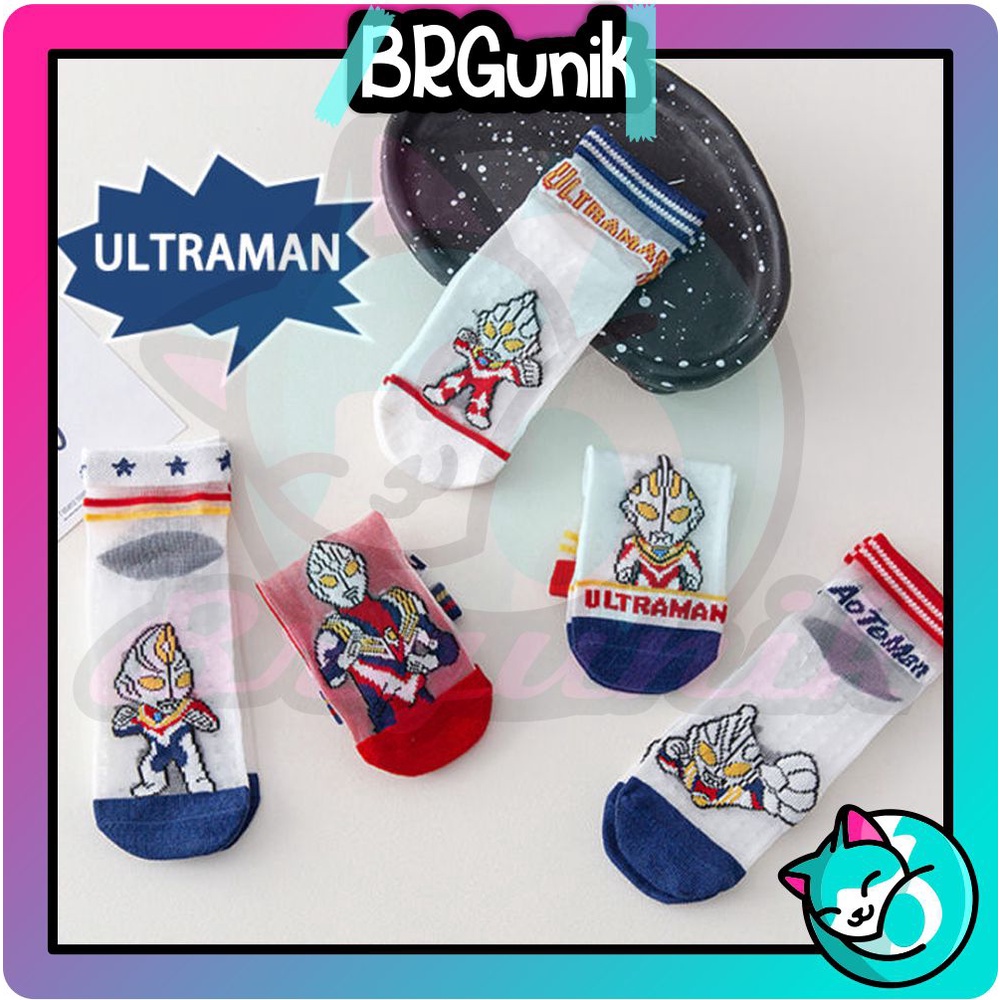 BRGUNIK Kaos Kaki Anak Motif Ultraman Transparan Kaus Kaki Bayi Lucu KK045